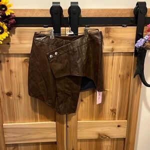 Micas Faux Leather Skirt Coffee NWT size Small